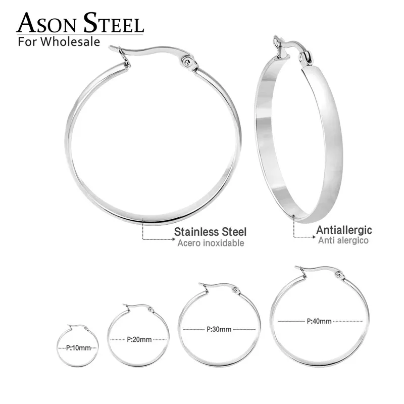 ASONSTEEL, большие серьги-кольца для женщин, Золотой/Серебряный Цветной Круг, круглые серьги, Размер 10 mm-40mm, Женские аксессуары, Brincon, для студентов