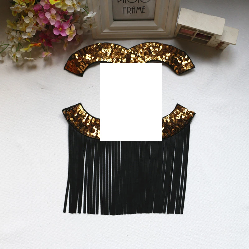 Для пришивания на одежду блестки двойная C-образная аппликация C &amp с кисточками