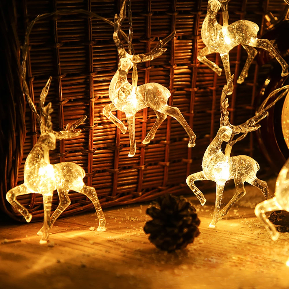 

Deer LED String Light 10LED Battery Operated Reindeer Indoor Decoration for Home Christmas String Lights Outdoor Xmas Party