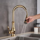 Кухонный кран, выдвижной смеситель, Золотая кухонная раковина с одной ручкой смеситель горячей и холодной воды Tap Crane, кухонный кран с поворотом на 360 градусов, смеситель