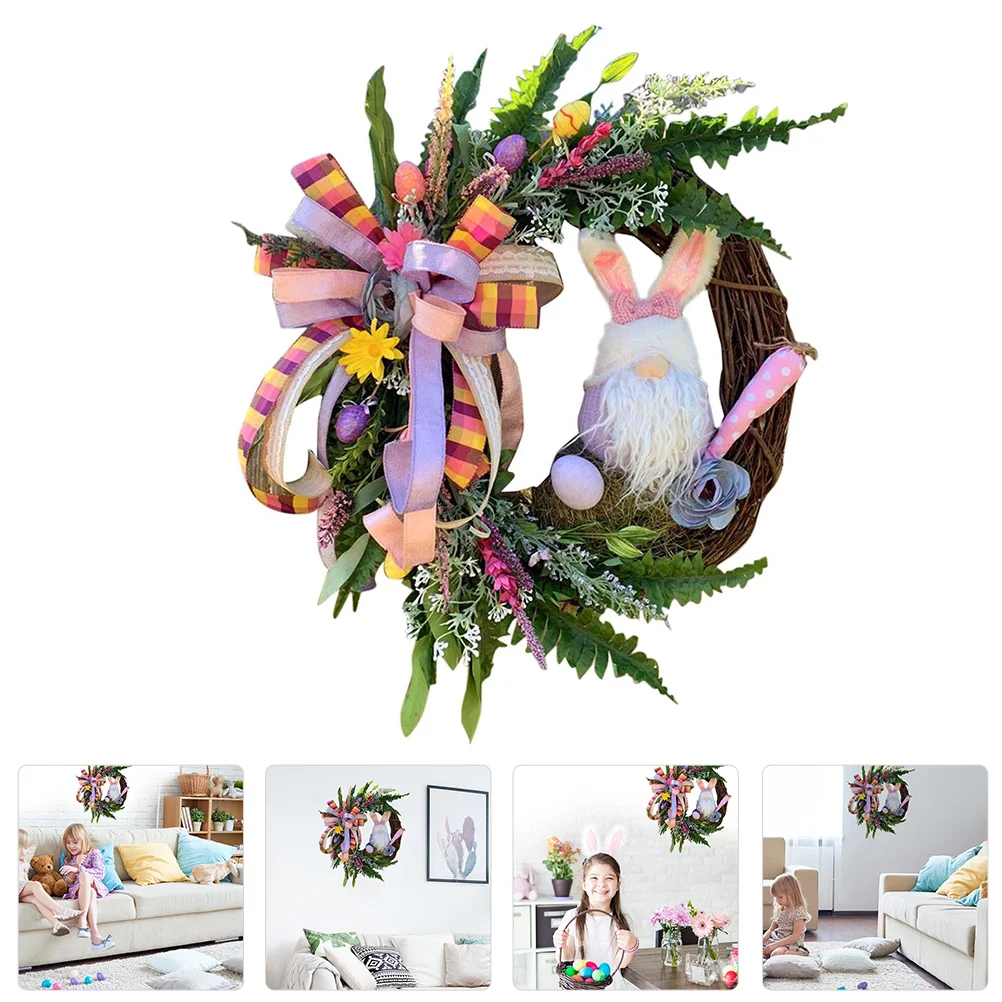 

1pc Artificial Floral Wreath Easter Festival Garland Wall Dangling Decoration
