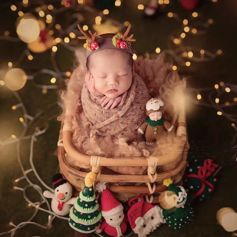 Photography props Newborn Accessories Handmade Retro Woven Basket Fotografie Studio Baby Props for Shoot | Мать и ребенок