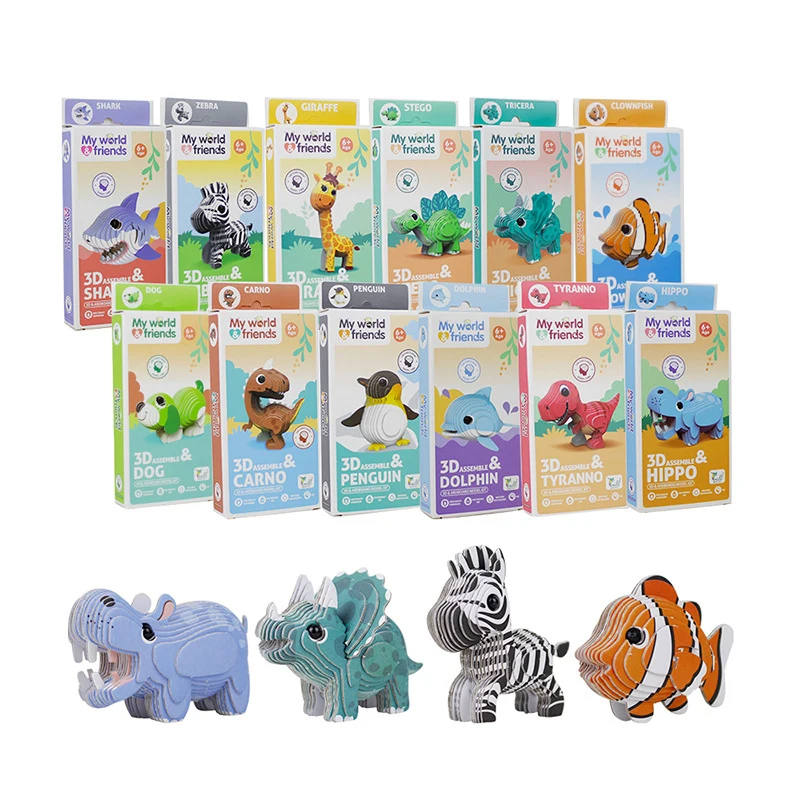 

New Kids Montessori Children Puzzle Toys Puzzles 3D Cartoon Animals Child Toy DIY Model Creative Educational Toys For Children