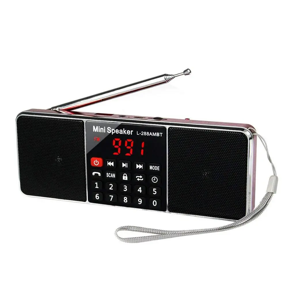 Red Портативный радио AM FM Bluetooth динамик стерео MP3 плеер TF/SD карта USB накопитель Громкая связь вызов светодиодный дисплей экран L-288 - Color: Red