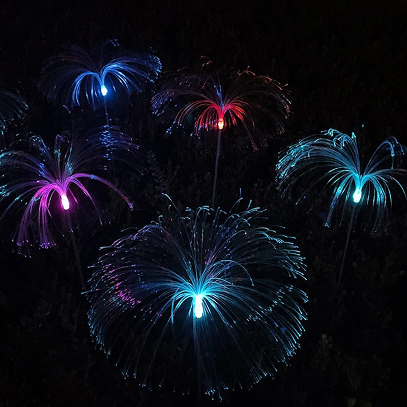 

Fairy Solar Powered Stake Lighting Luminous Outdoor Decorative Fiber Optic Lamp Creative Jellyfish Waterproof Pathway Lantern 51