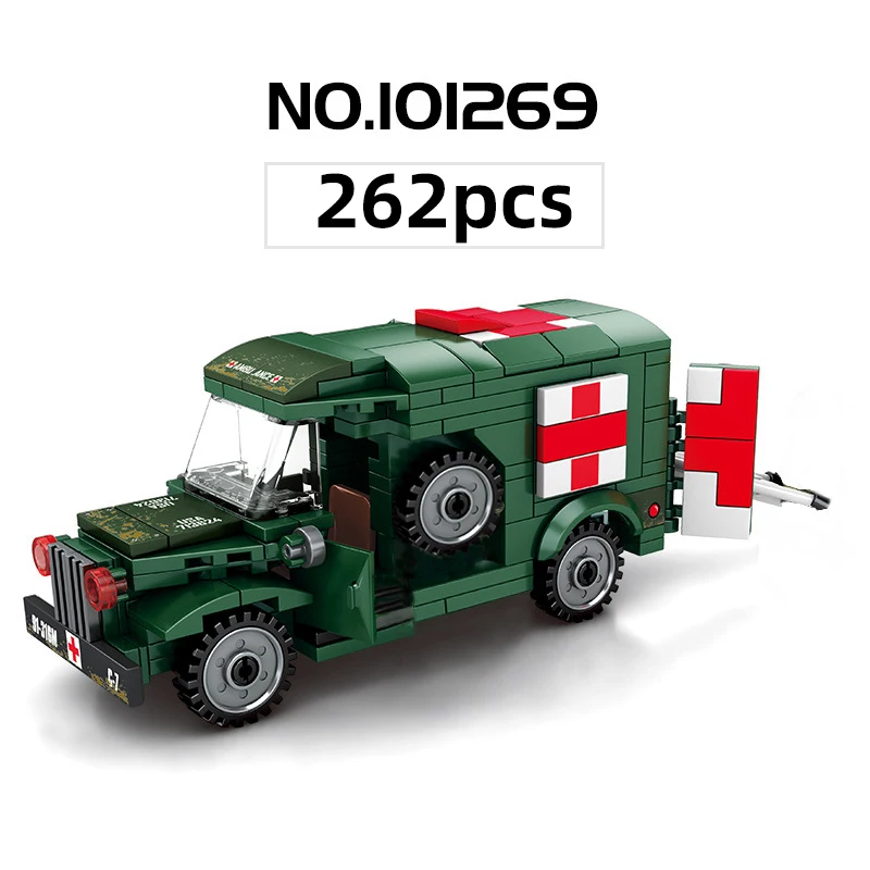 SEMBO 262 штук военный скорой помощи строительные блоки совместимы с WW2 автомобиля