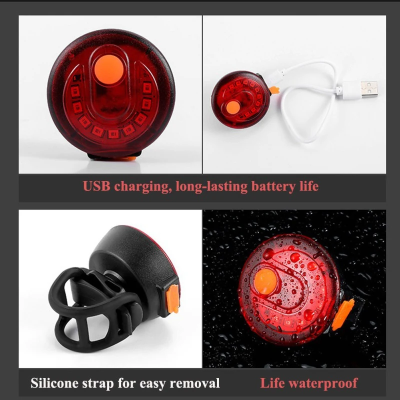 Новый водонепроницаемый светодиодный задний фонарь для велоспорта силиконовые