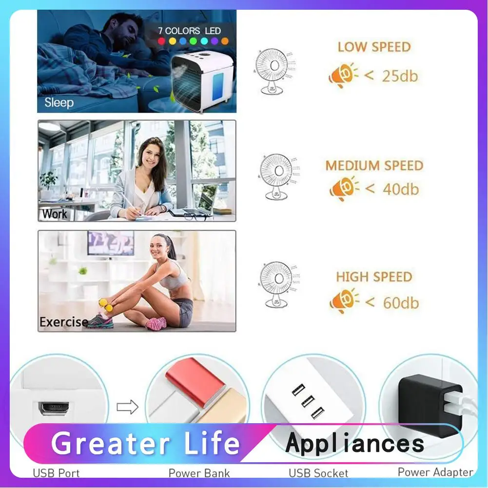 

Mini Desktop Air Cooling Fan Backlit Humidifier Purifier Cooler ReplacementInternal Cooling Fan Decor for Home Office