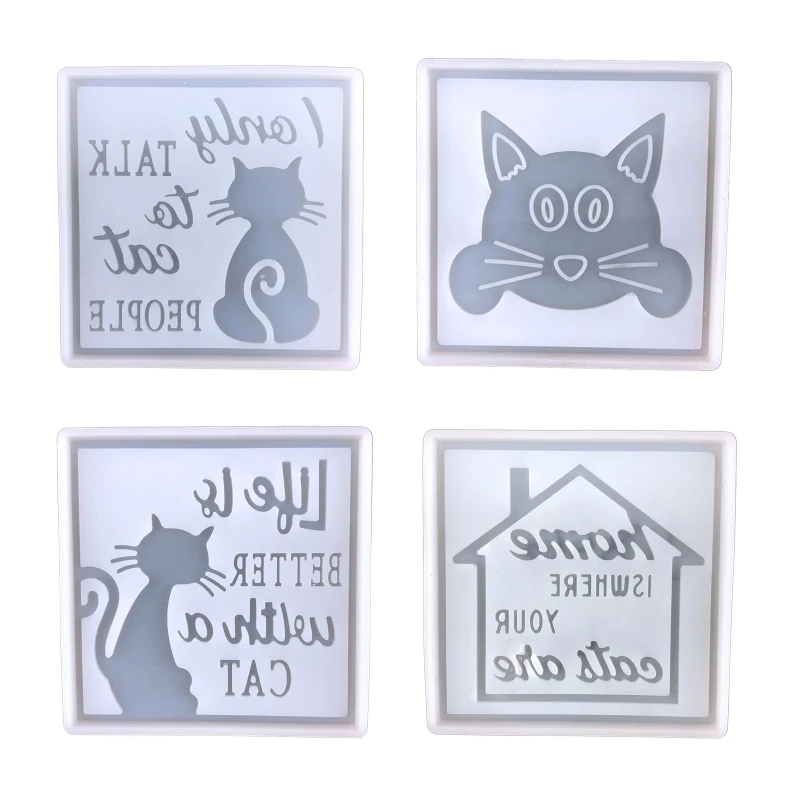 

Cat Tag Polymer Clay Resin Molds Coaster Silicone Molds for Epoxy Casting Cup Mat Holder Mold DIY Pet Nest Ornament L5YB