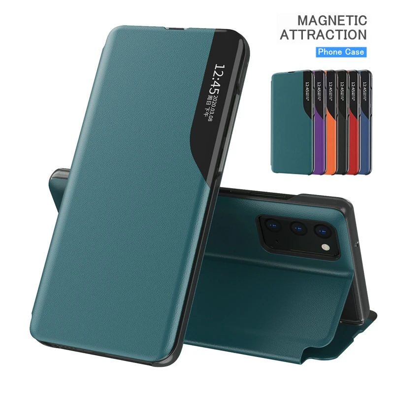 Магнитный кожаный флип-чехол с умным окошком для Huawei Y7A P Smart 2021 Y5P Y6P Y7P 2020 Y9 Prime 2019 P30