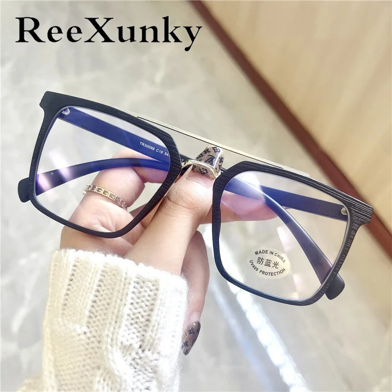 

New Unisex Anti Blue Light Computer Glasses Mens Women Vintage Metal Big Frame Gaming Square Eyewear UV Protection Eyeglasses
