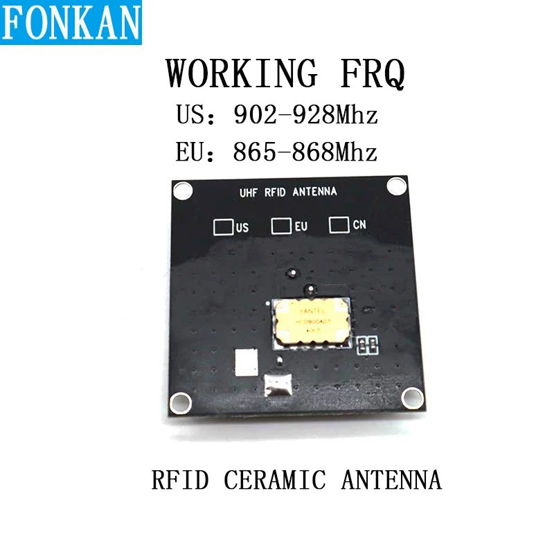 FA-302 50*50mm Double-Fed UHF RFID 865-868MHz or 92-928Mhz 2dBi Ceramic Antenna For Reader Assembled |