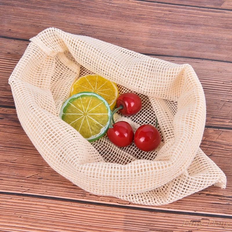 

Cotton Mesh Vegetable Bags Produce Mesh Storage Bag Kitchen Fruit Vegetable