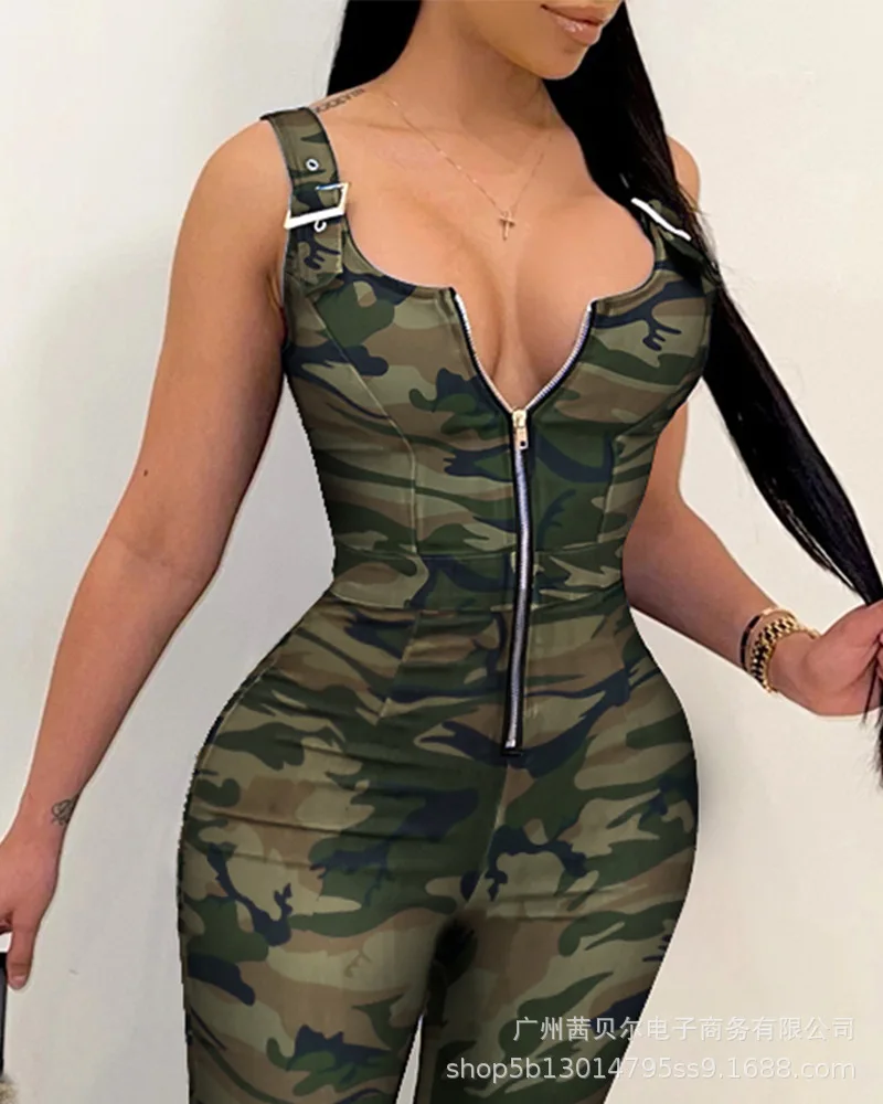 

2021 summer new high elastic imitation denim overalls jumpsuit