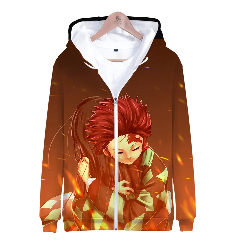 

2020 Demon Slayer 3D Printed Zipper Hoodies Men/Women Fashion Long Sleeve Hooded Sweatshirt life long love Streetwear Pullover