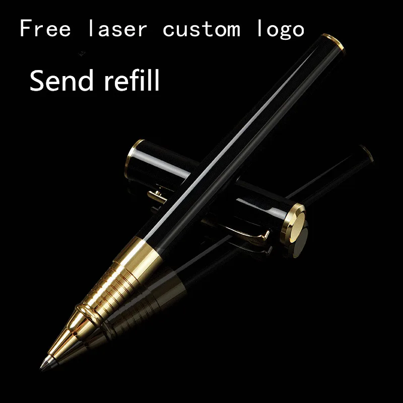 Высококачественная деловая черная металлическая авторучка рекламная