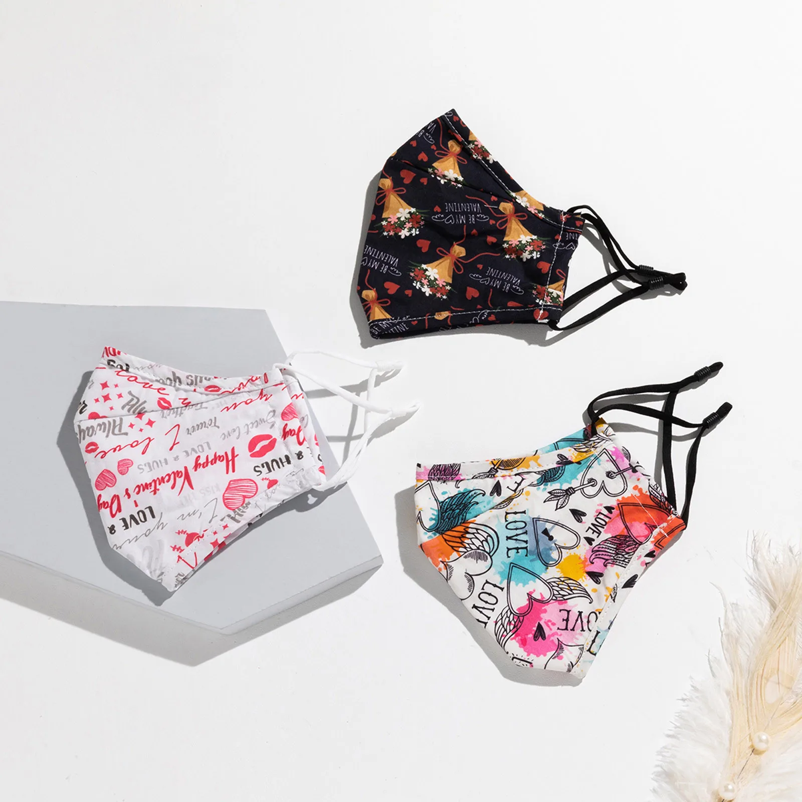 Ко Дню Святого Валентина с принтом маска для лица хлопковые стирающиеся