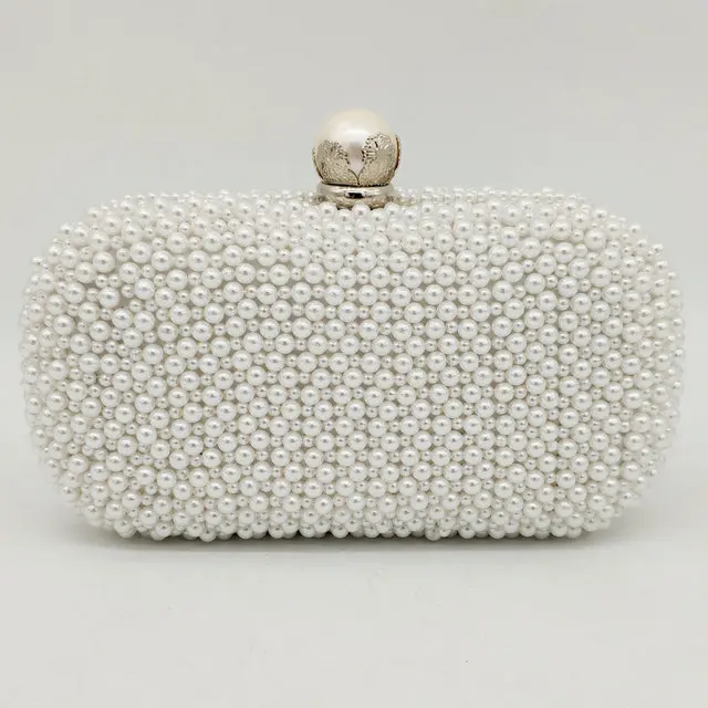 MIL1179-WHI Boutique De FGG элегантная жемчужная застежка белые женские вечерние сумки с бисером официальные свадебные вечерние сумки и кошельки Сумка-клатч невесты - Цвет: MIL1179-WHI