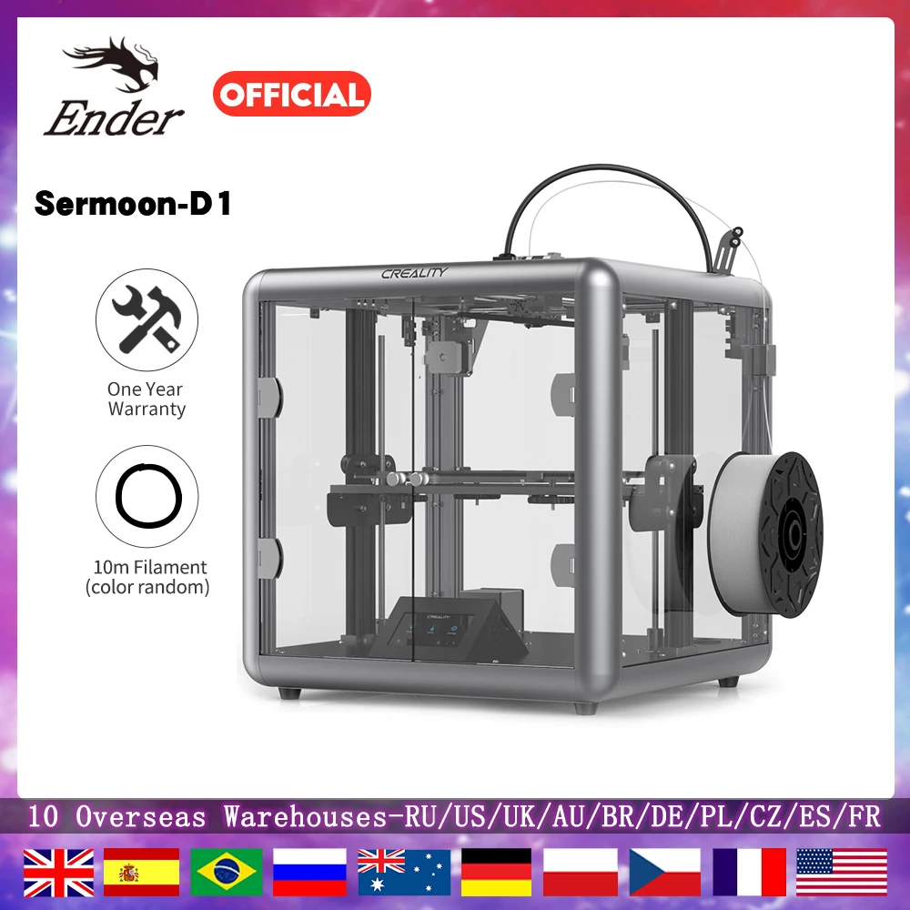 

Creality Sermoon D1 закрытый 3D-принтер с бесшумной печатной платой, 4,3 дюйма, цветной сенсорный экран, бесшумная печать, x мм