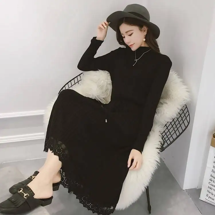 

Fy1141 2020 spring autumn winter new woman Lady fashion casual sexy women Dress female party Dress Long Knit Dress
