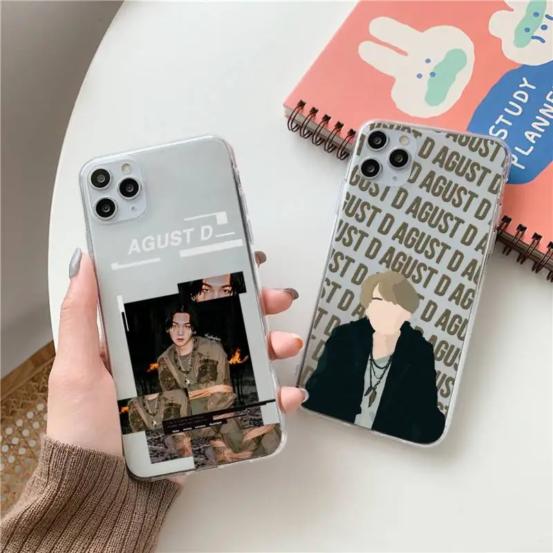 

Agust D suga kpop Phone Case Clear Transparent for iPhone 11 12 13 mini pro XS MAX 8 7 6 6S Plus X 5S SE XR 2020
