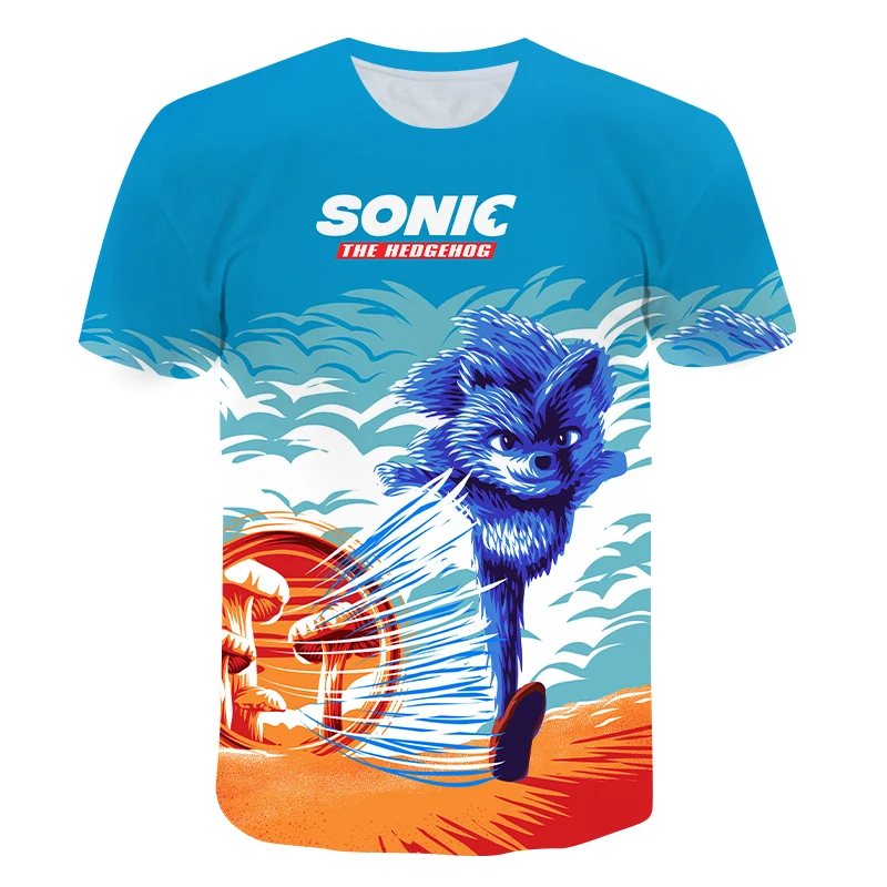 

4-14T Toddler Cool Boys Girls Sonic Print T-shirt Summer Shirt Short Sleeve unisex Fashion Children's Clothing New Tees for Teen