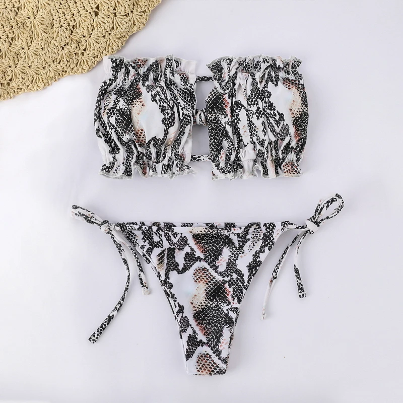 Соблазнительное бикини 2020 плиссированный купальник бандо женский женские Мини