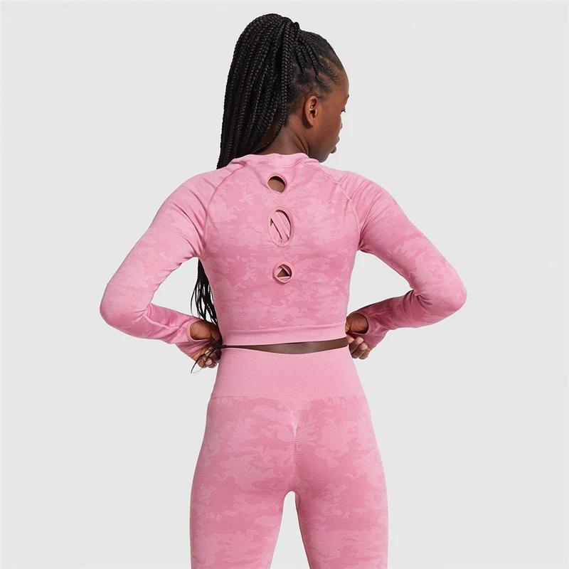 Камуфляжный бесшовный комплект для йоги спортивная одежда Женский из двух