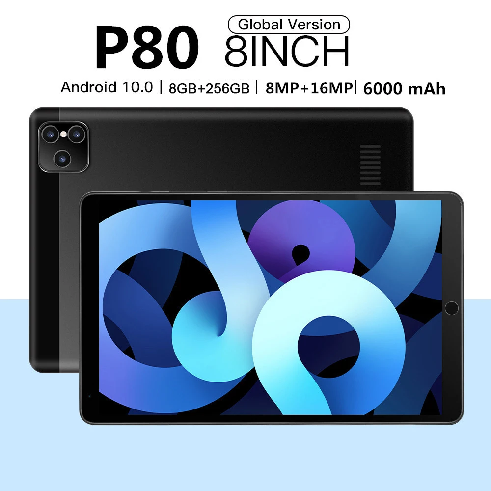 global version tablets p80 8 inch tablet android 10 0 8gb ram 256gb rom tablette 4g network phone call ten core 6000 mah type c free global shipping