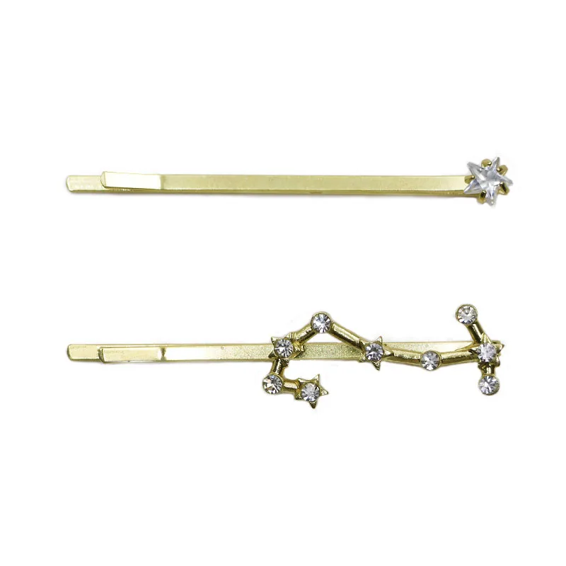 2019 Ins Мода двенадцать созвездий заколки для волос с украшением в виде кристаллов