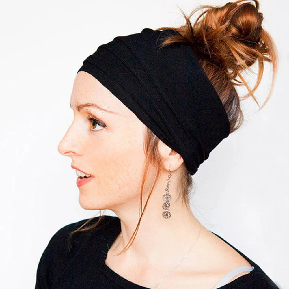 

Solid Color Elastic Sports Yoga Headband Wide Women Anti-Slip Breathable Hair Band for Women Fitness Cycling Hair accessories