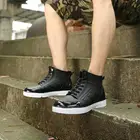 Мужские резиновые сапоги, непромокаемые ботинки для дождя, черные резиновые ботинки, ботинки на шнуровке, мужские ботинки