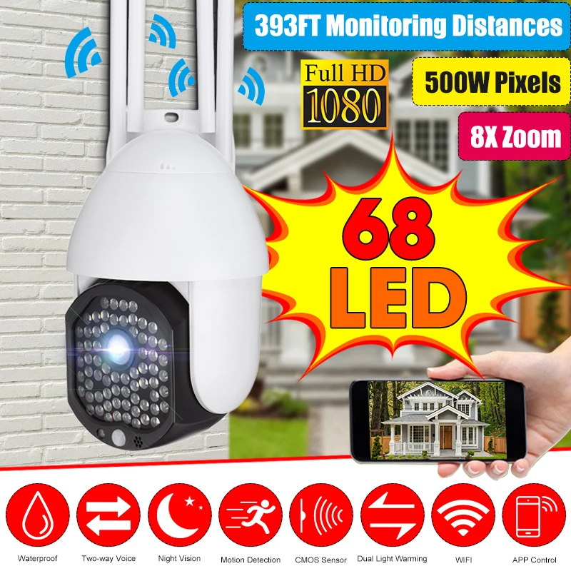 5MP камера Wifi версия PTZ 8X Zoom 1080P наружная безопасность беспроводной монитор