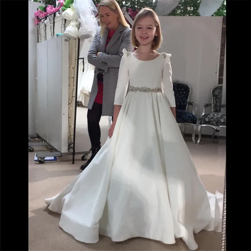 Платья для первого причастия девочек бальное платье на шнурках с бантом и