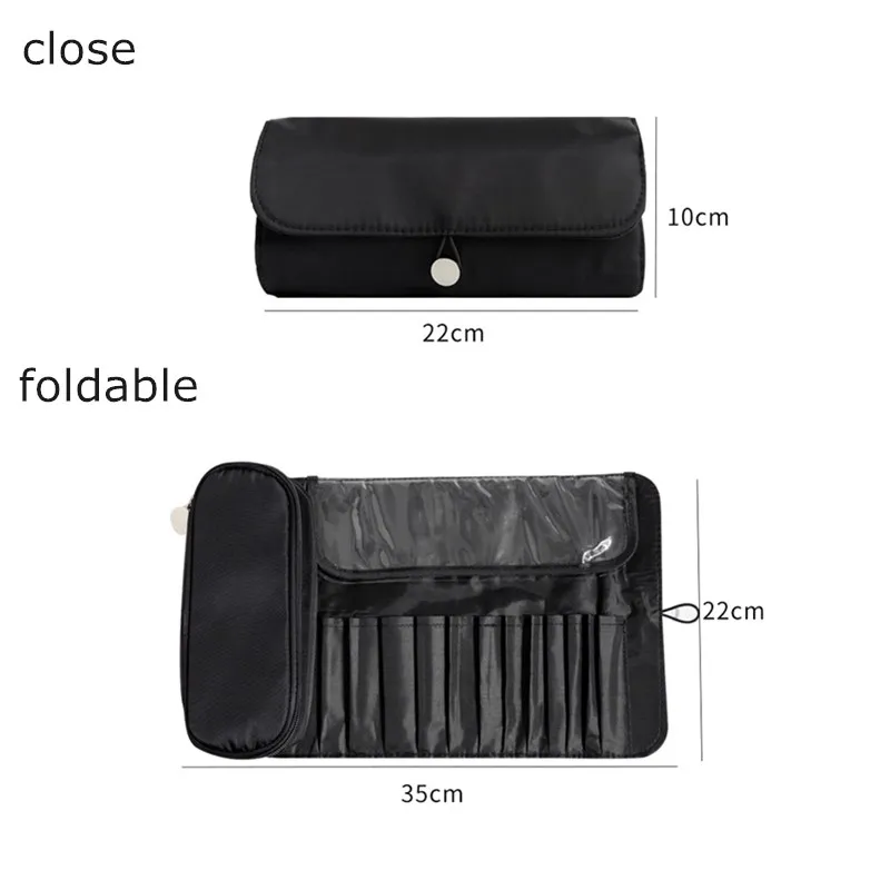 

PURDORED 1 Pc Black Foldable Cosmetic Bag Women Makeup Brush Storage Bag Travel Folding Make Up Brushes Organizer Beauty Pouch