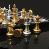 medieval plastic chess set magnetic chessmen 32 golden silvery chess pieces foldable chess board game set gifts i39