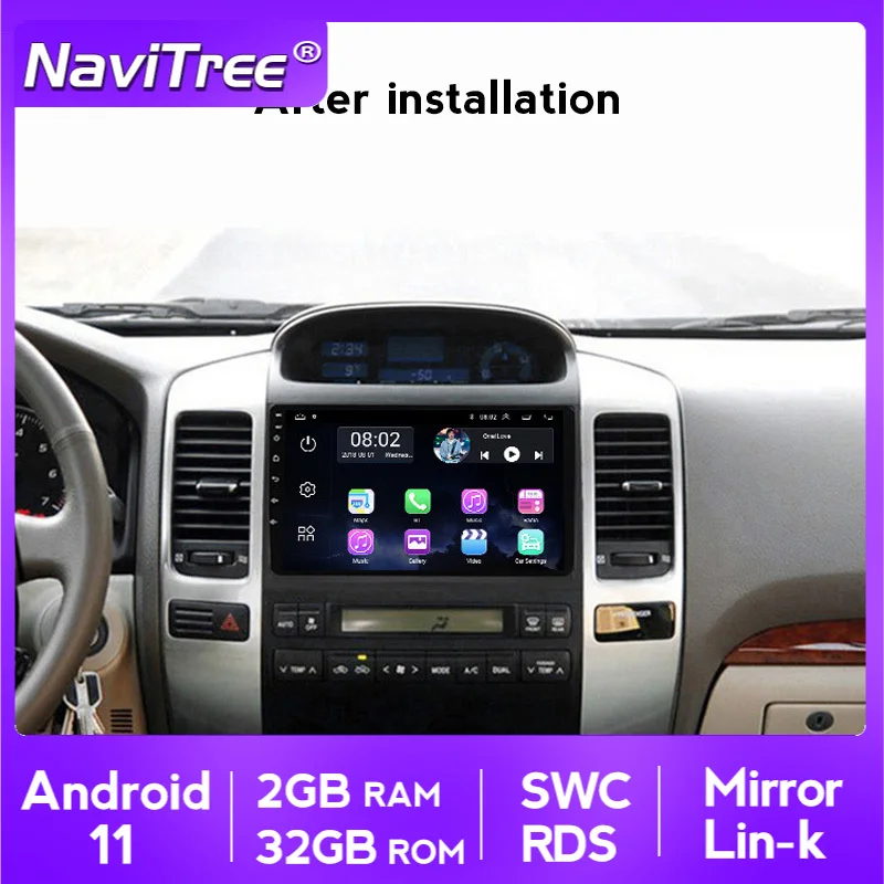 Автомагнитола для Toyota Land Cruiser Prado 120 2004 2009 мультимедийный видеоплеер на Android 2 Гб