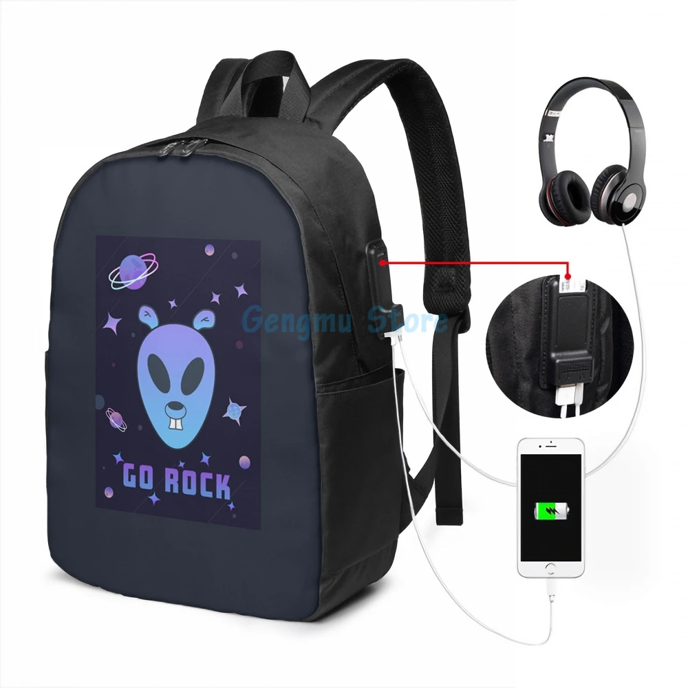 Смешной графический принт Golang gopher alien USB Charge рюкзак для мужчин Школьные сумки женская сумка Путешествие ноутбук.