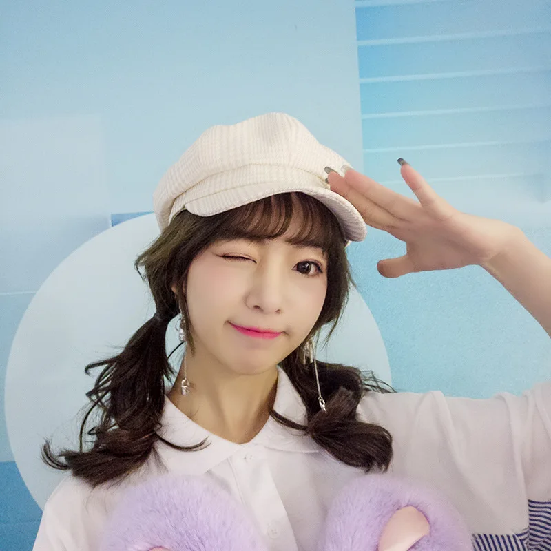 Женские Восьмиугольные шапочки новые полосатые шапки для дам осенне-зимний