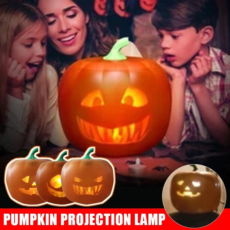Halloween Pumpkin Toy Sound-Activated With Built-in Speaker LED Light Projector Festival Bar Home Party Decor Halloween Ornament