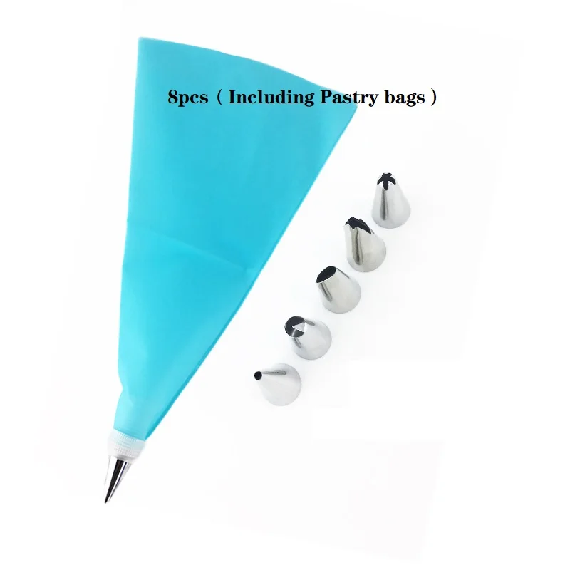 

8/16/26pcs/lot Silicone Pastry Bag Tips Kitchen DIY Icing Piping Cream Reusable Pastry Bags +24 Nozzle Set Cake Decorating Tools