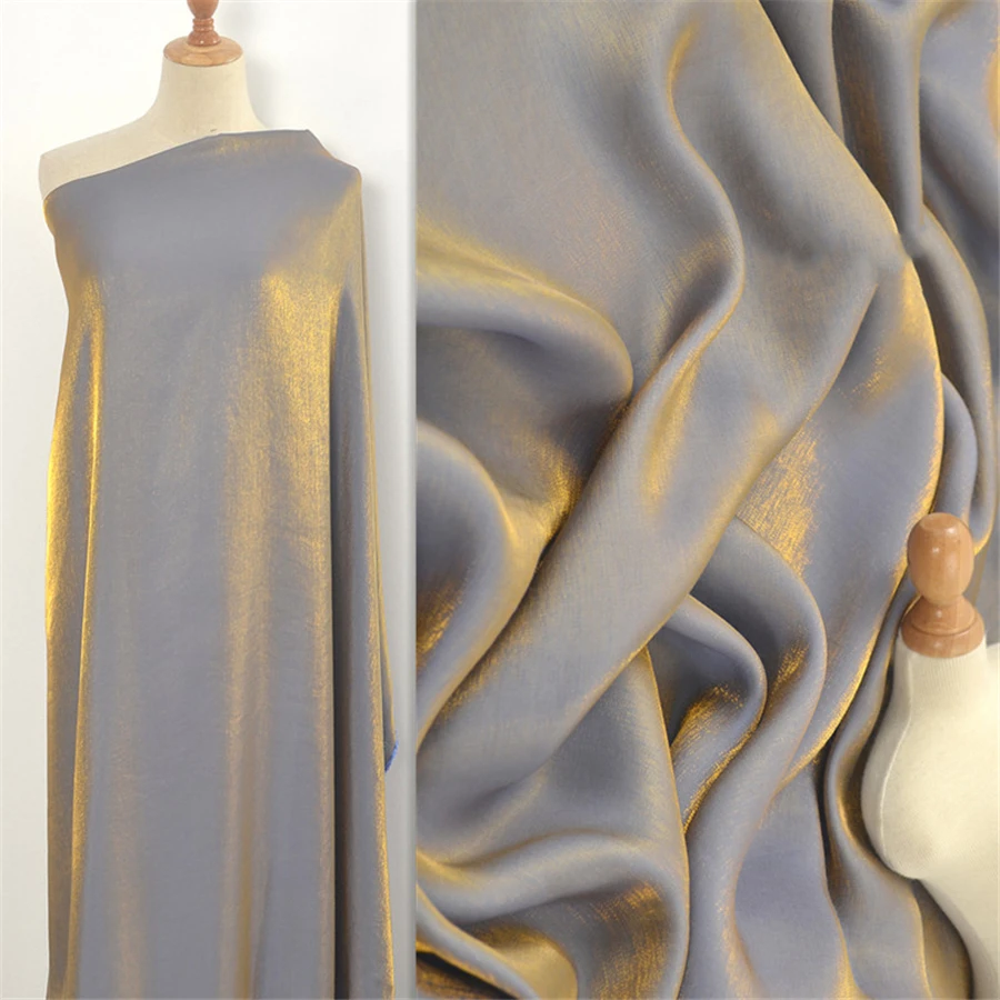 Золотисто синяя шелковая шелковистая юбка с кристаллами перламутровое