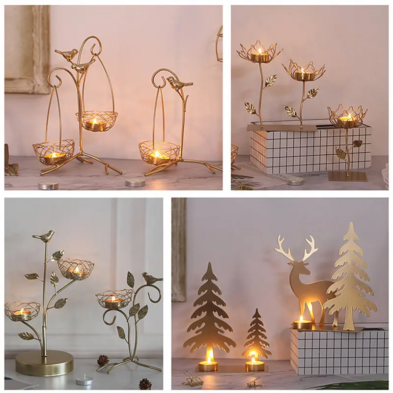 Подсвечники для свечей в скандинавском стиле железная золотая птица | Дом и сад