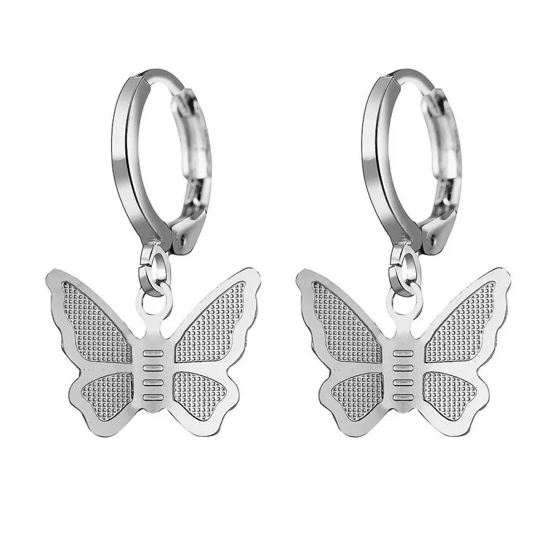 

Butterfly Pendant Earrings Creative Retro Gold Frosted Metal Ear Buckle For Women Girl Fashion Jewelry Gift 2021