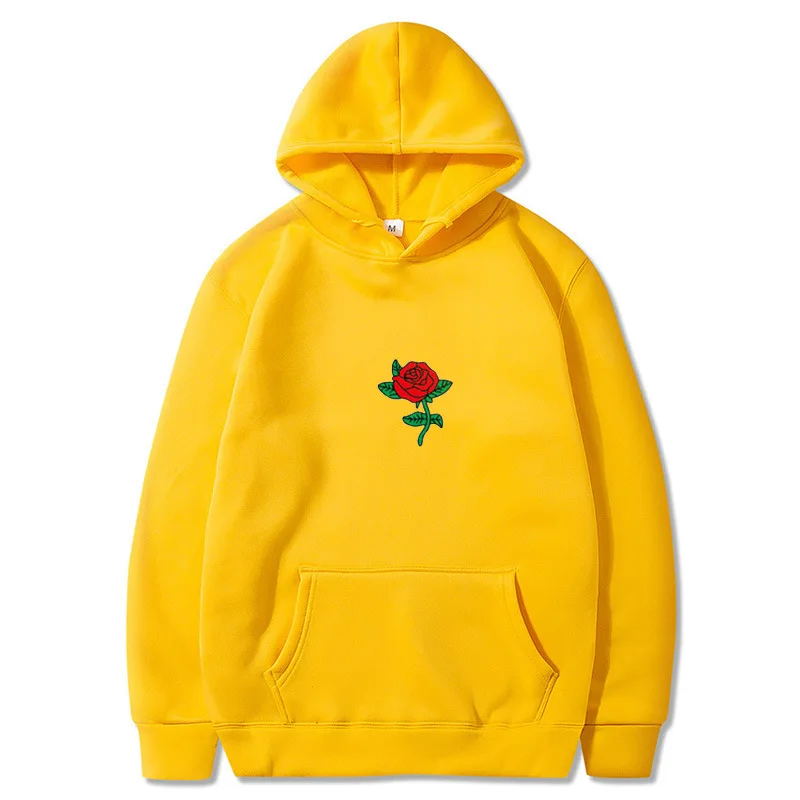 

2 Harajuku Hoodie Sweatshirt Men Fashion Streetwear Rose Flower Print Hoodies Tops Pullover Mens Hoody Hooded Sweatshirt Clothes