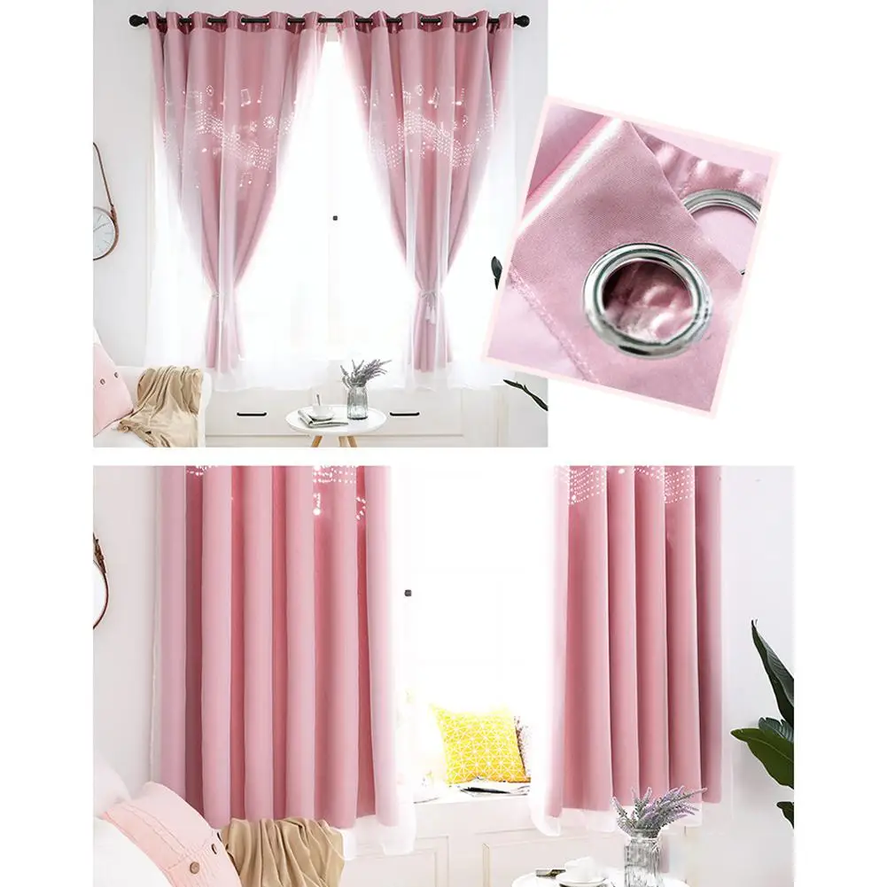 Yfashion Hollow Out Sheding Window Curtain for Living Room Bedroom Punching Style