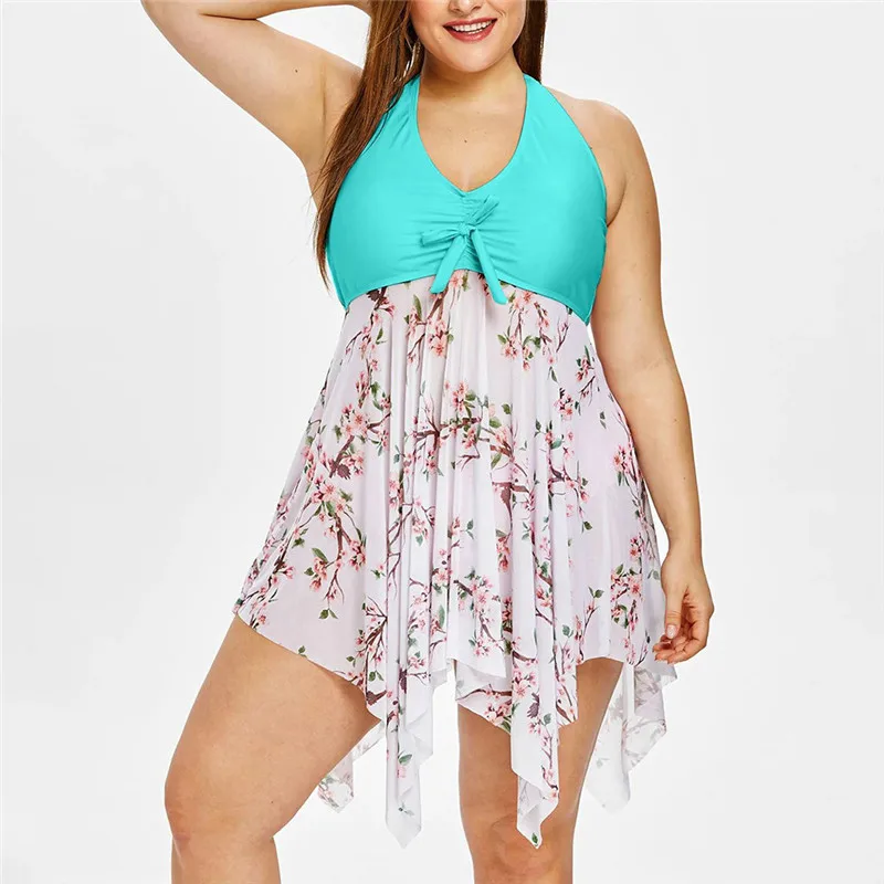 Танкини одежда для купания Женский раздельный купальник с принтом большой