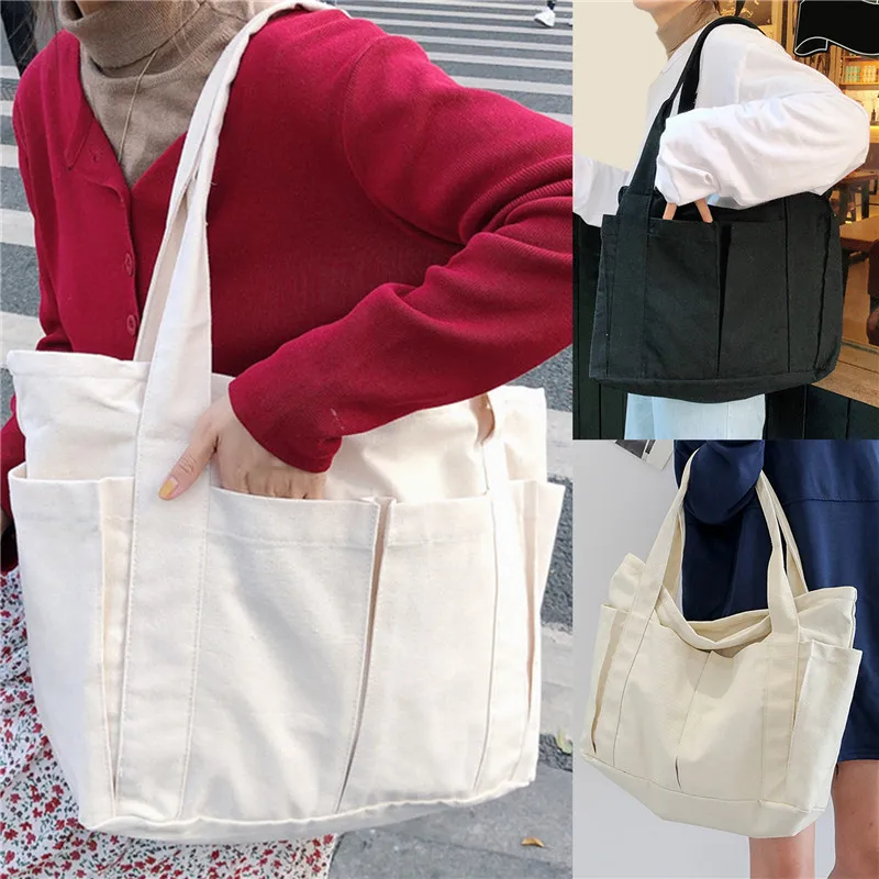 

New Multi-pockets Zipper Handbag for Student School Teacher Leisure Top-handle Bag for Teenager Big Jumbo Bag Tote