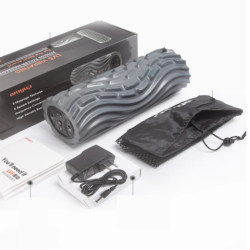 

Foam Shaft Home Gym Vibration Massage 4 Speeds Column Muscle Relax Deep Tissue USB Rechargeable Electric Yoga Roller Pain Relief