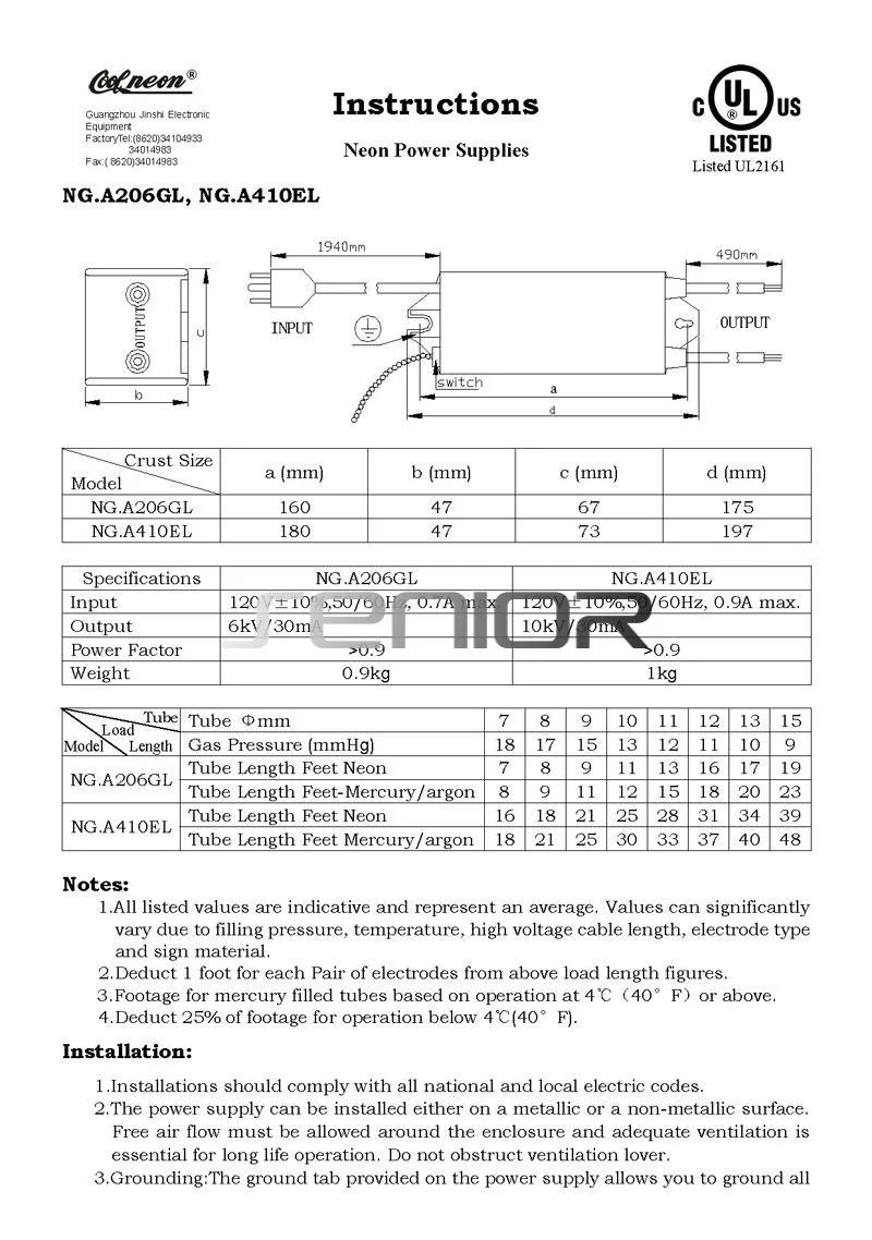 6kV30mA 65W UL сертификация неоновый знак трансформатор источник питания светильник
